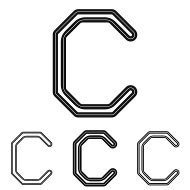 Siyah çizgi c logo tasarım kümesi