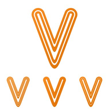 Turuncu çizgi v logo tasarım kümesi