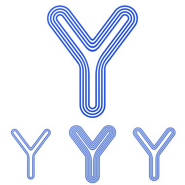 Mavi çizgili y logo tasarım kümesi