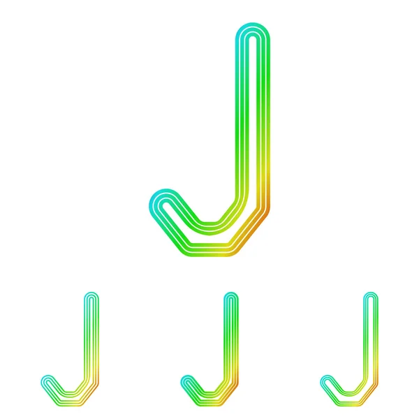 Rainbow linha j logotipo conjunto de design — Vetor de Stock