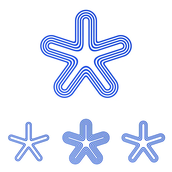 Blaue Linie Stern Logo Design Set — Stockvektor