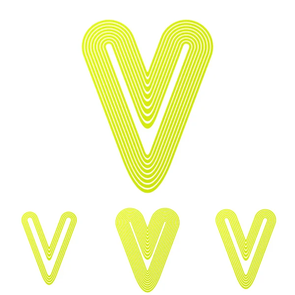 Línea amarilla v logo diseño conjunto — Vector de stock