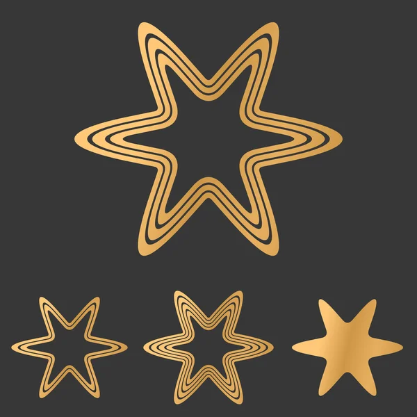 Bronce línea estrella logo diseño conjunto — Vector de stock