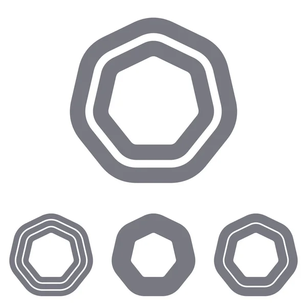 Grijze lijn Zevenhoek logo ontwerpset — Stockvector