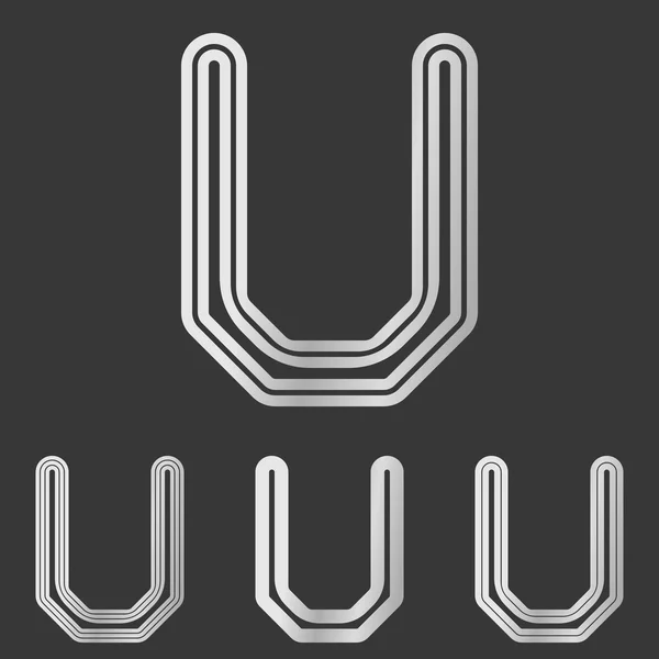 Argento linea u logo design set — Vettoriale Stock