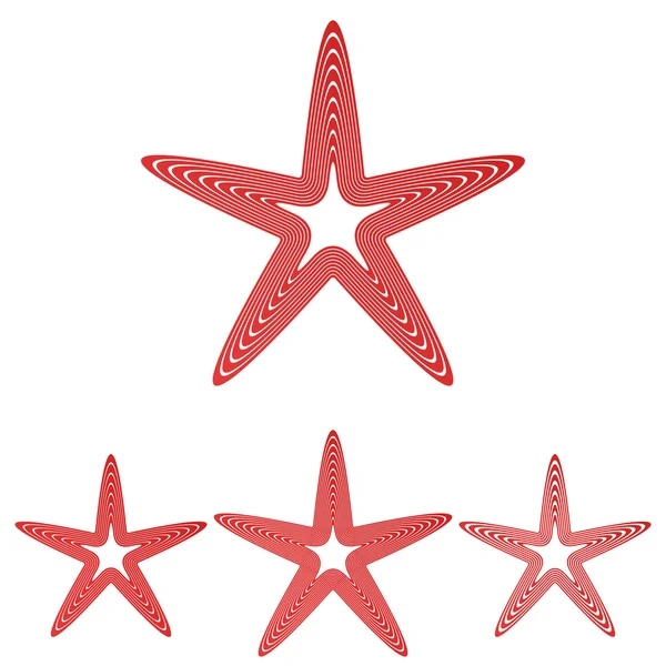 Línea roja estrella logo diseño conjunto — Vector de stock