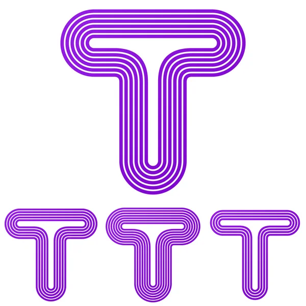 Ligne violette t logo ensemble de conception — Image vectorielle