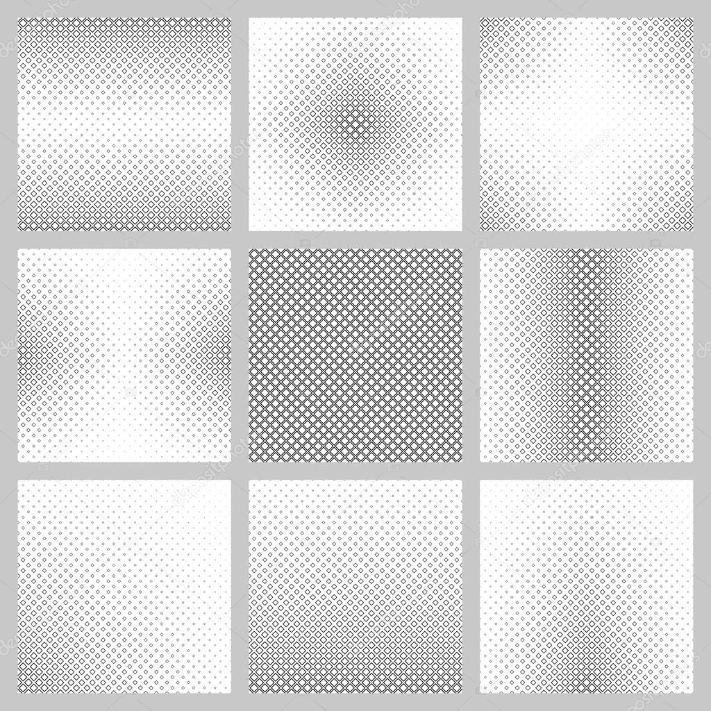 Set monochrome diagonal square pattern backgrounds