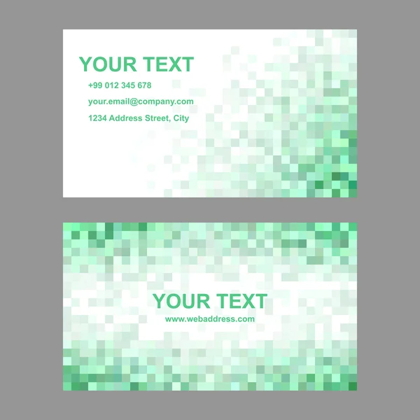 Green mosaic business card template design — Stock Vector