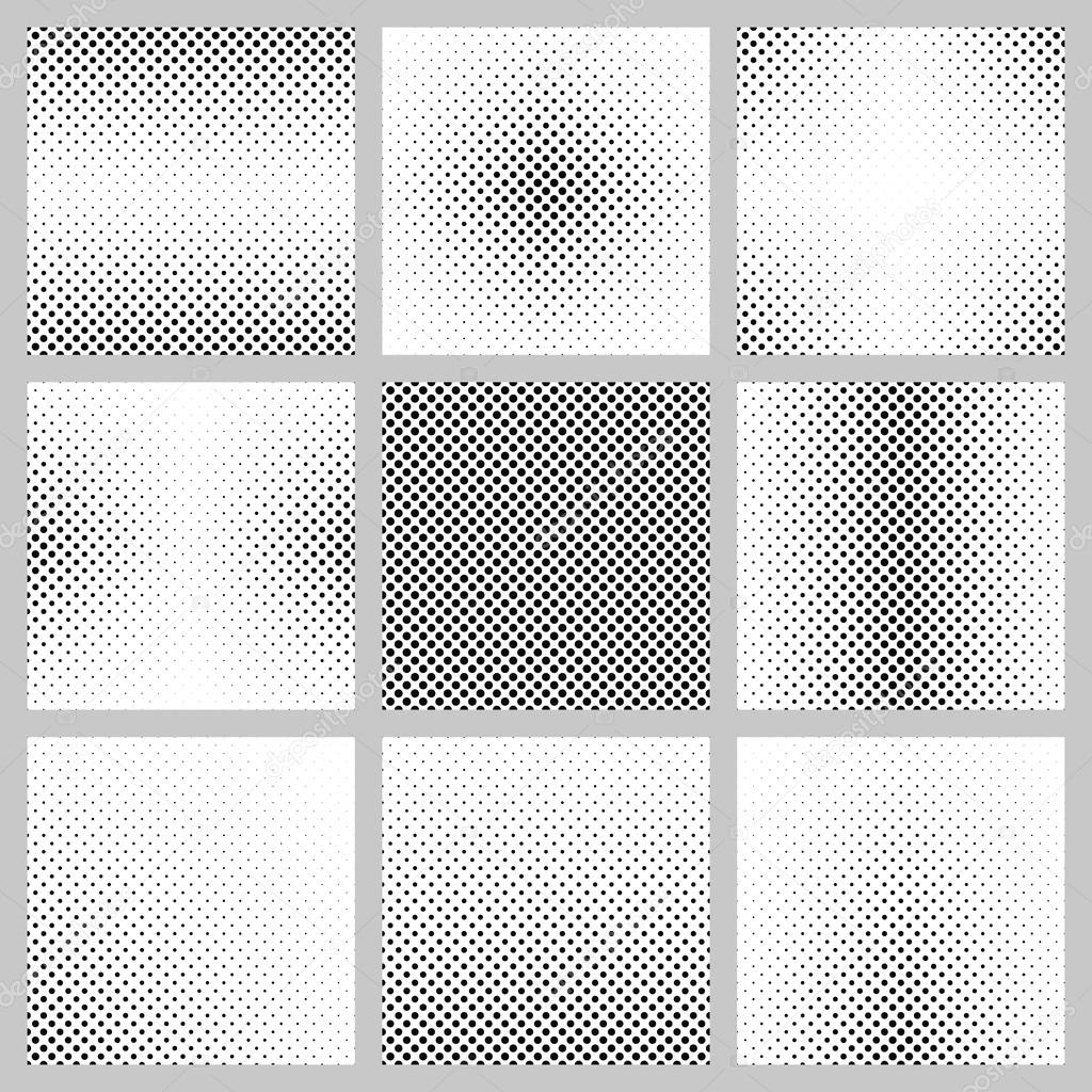 Set of monochrome dot pattern backgrounds