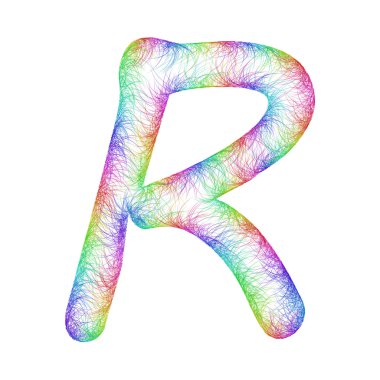 Gökkuşağı taslak yazı tipi tasarım - R Harfi