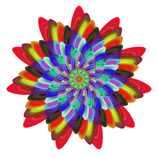 Bunte computergenerierte Spirale fraktale Blume — Stockvektor