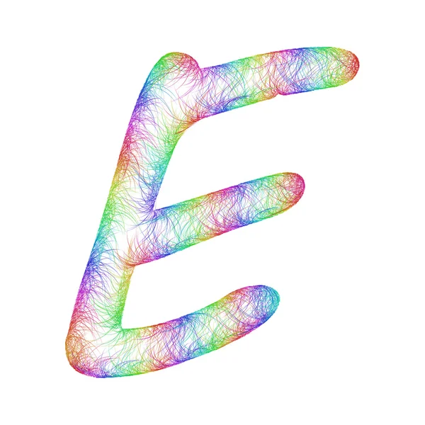 Шрифт Rainbow sketch design - letter E — стоковый вектор