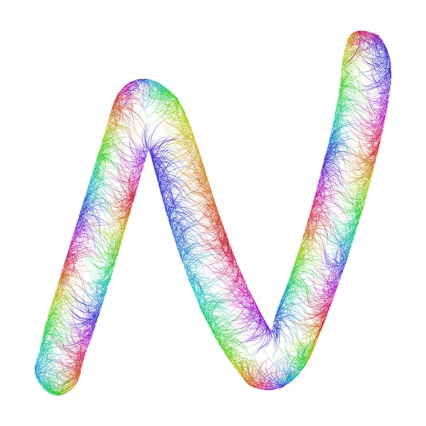 Шрифт Rainbow sketch design - letter N — стоковый вектор