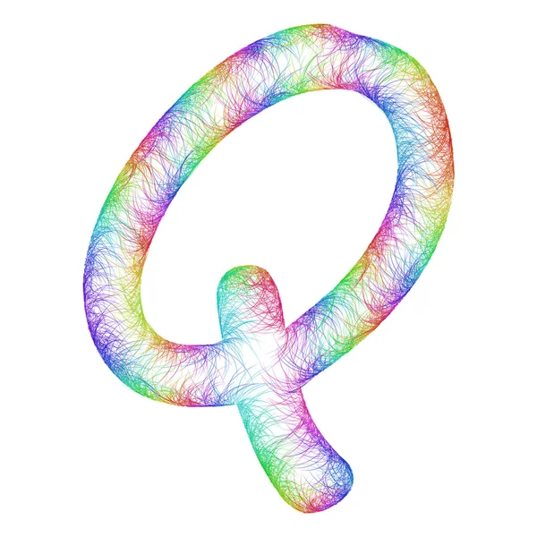 Rainbow sketch font design - letter Q — 스톡 벡터