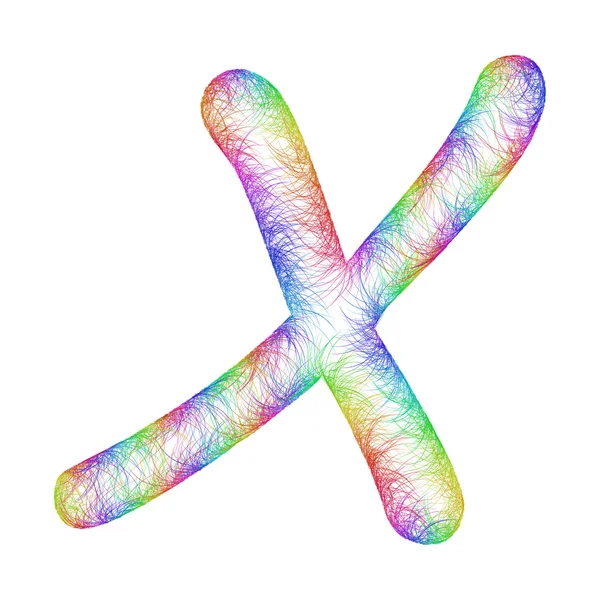 Шрифт Rainbow sketch design - letter X — стоковый вектор