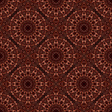 Kahverengi dikişsiz oryantal çiçek mandala desen arka plan sanatı