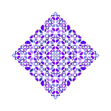 Süslemeli geometrik soyut taç yapraklı köşegen kare sembol