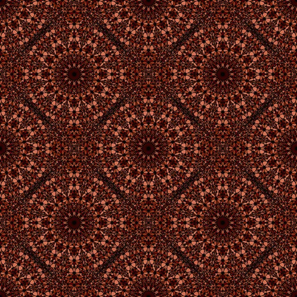 Brown sin costuras flor oriental mandala patrón fondo arte — Vector de stock