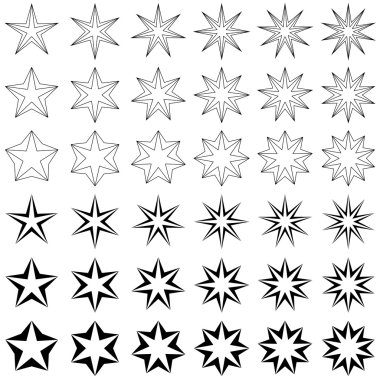 siyah yıldız şekli koleksiyonu