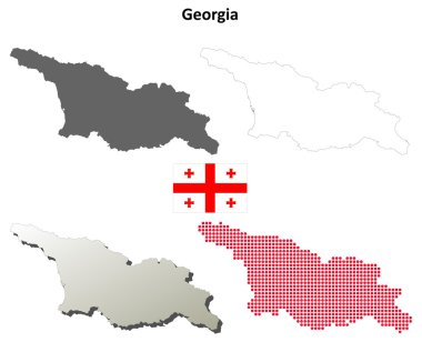 Gürcistan'ın boş detaylı kontur haritaları