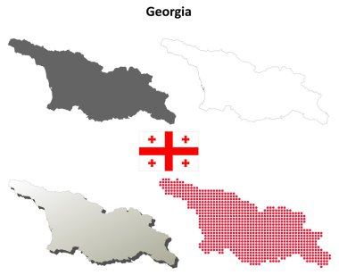 Blank detailed contour maps of Georgia clipart