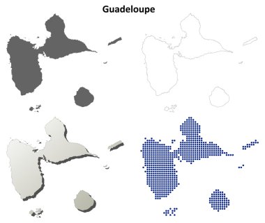 Guadeloupe detaylı anahat harita set