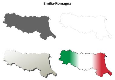 Emilia-Romagna outline map set clipart