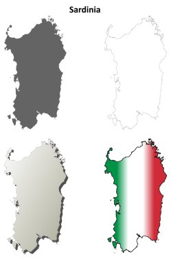 Sardinia outline map set clipart