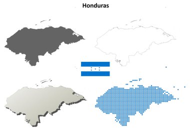Honduras boş detaylı anahat harita seti