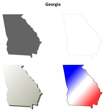 Georgia outline map set clipart