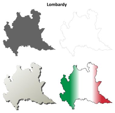 Lombardy outline map set clipart