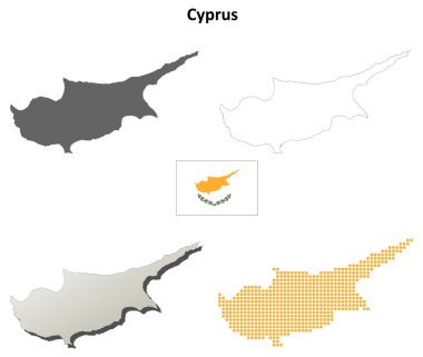 Cyprus outline map set clipart