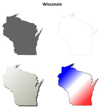 Wisconsin outline map set clipart