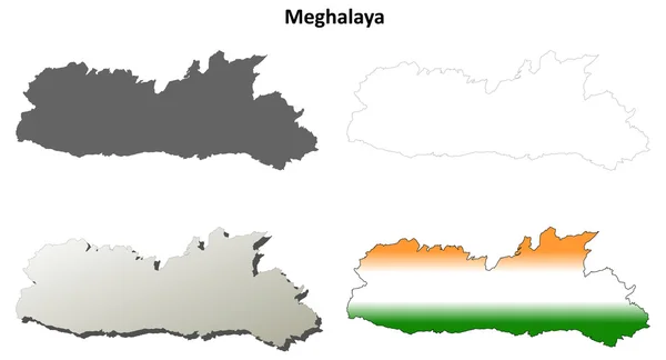 Meghalaya schema mappa impostata — Vettoriale Stock