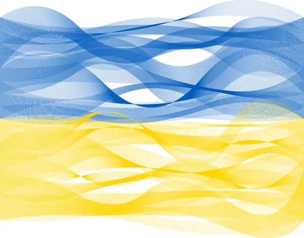 Bandera de línea de onda de Ucrania — Vector de stock