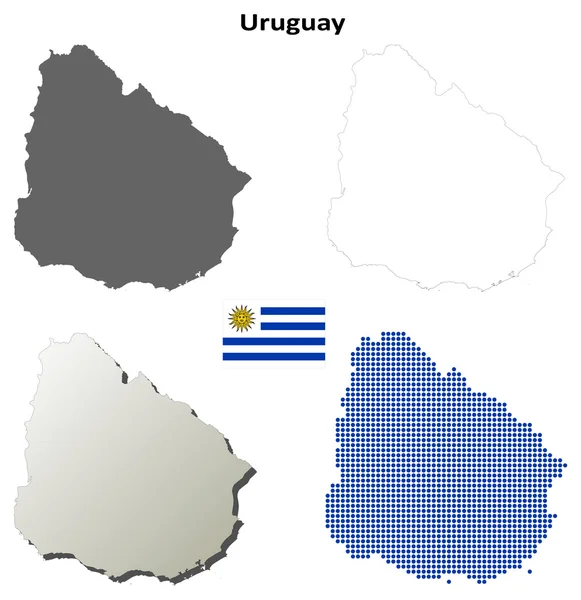 Uruguay outline map set — Stock Vector