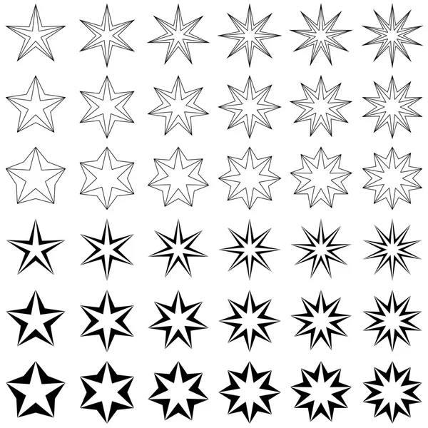 Black star shape collection — Stock Vector