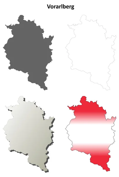 Vorarlberg esboço mapa definido —  Vetores de Stock