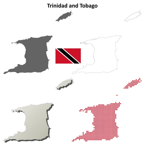 Thrinidad ・ トバゴの概要地図セット — ストックベクタ