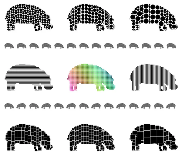 Hippopotamus silhouettes — Stock Vector