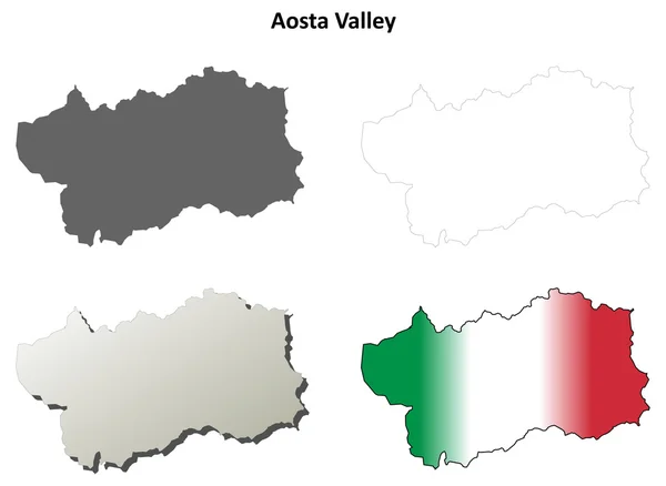 Aosta Vadisi anahat harita seti — Stok Vektör