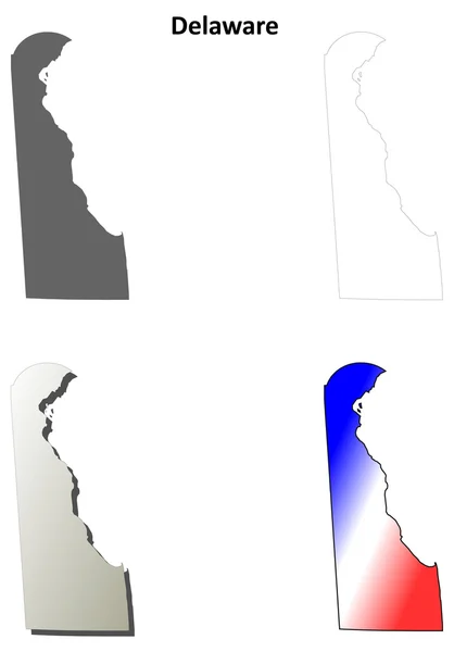 Delaware esquema mapa conjunto — Vector de stock