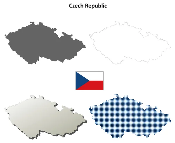 체코 공화국 윤곽 지도 세트 — 스톡 벡터