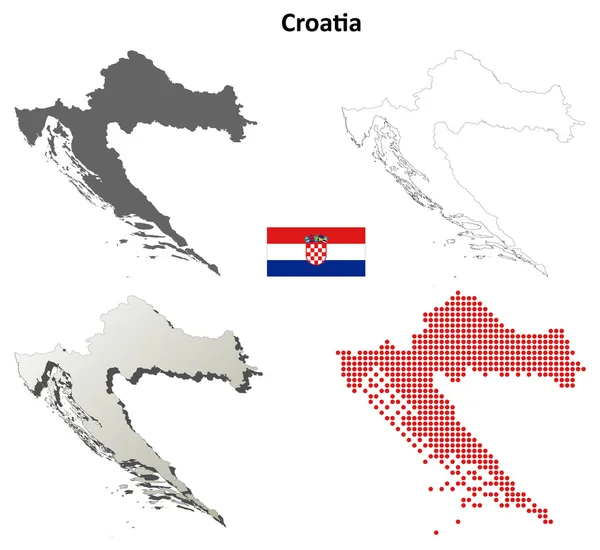 Croácia esboço mapa definido —  Vetores de Stock