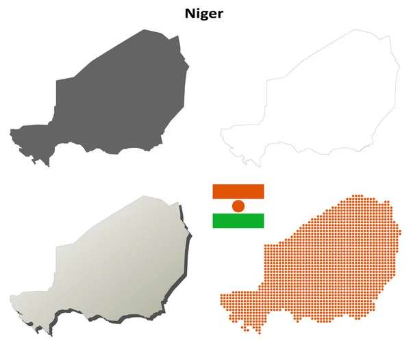 Niger Zarys mapy zestaw — Wektor stockowy