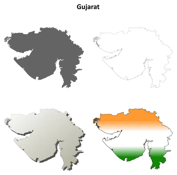 Gujarat esquema mapa conjunto — Vector de stock