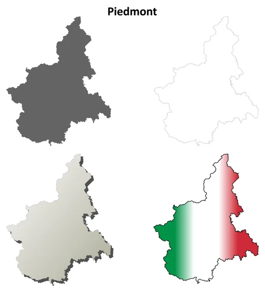 Piemonte esboço mapa definido —  Vetores de Stock