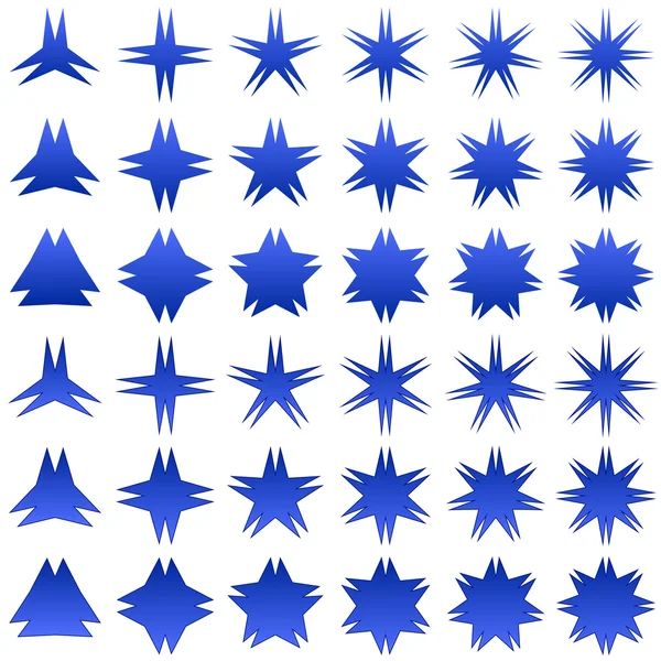 青い星の図形コレクション — ストックベクタ