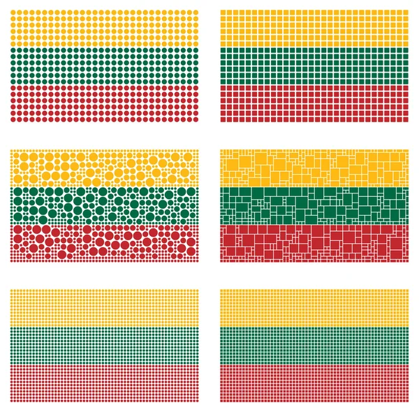 Mosaik Litauen flaggan inställd — Stock vektor